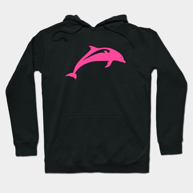 Hot Pink Color Dolphin Art Hoodie by Pattern Plans